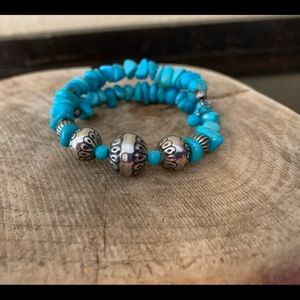 Carolyn Pollack Relios Turquoise and Sterling Silver Wrap-Around Bracelet
